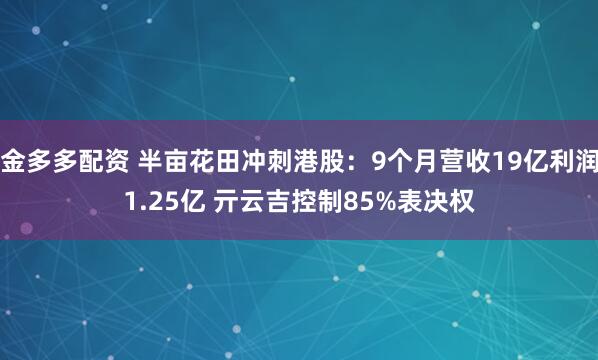 金多多配资 半亩花田冲刺港股：9个月营收19亿利润1.25亿 亓云吉控制85%表决权
